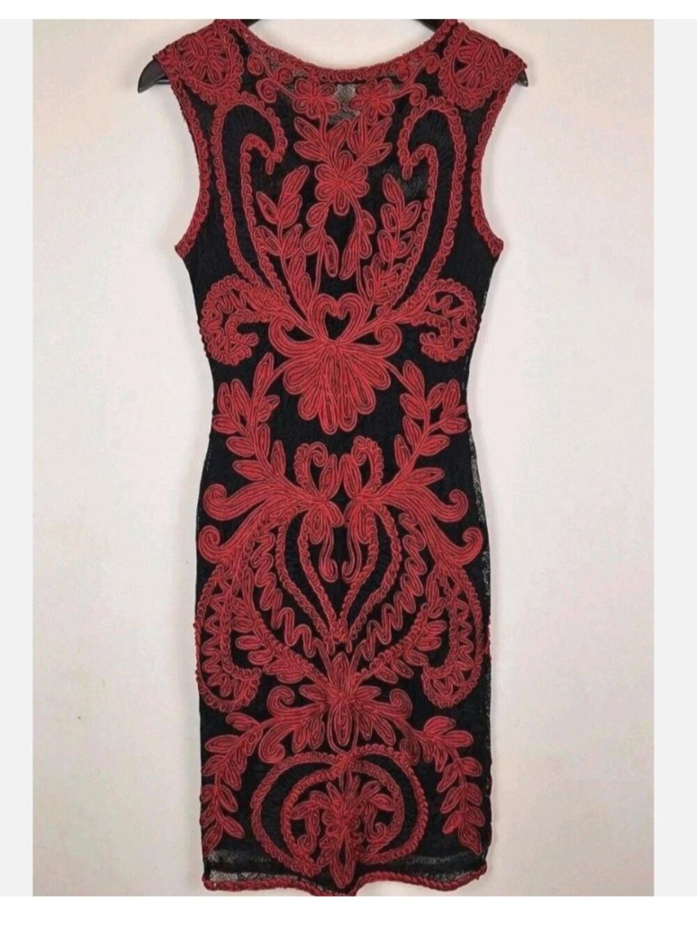 Phase Eight Stunning Delaney Tapework Dress Size UK 10 Black & Red Bodycon Style